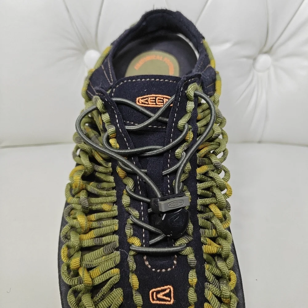 KEEN Uneek Bungee Cord Camo Green Black Braided Woven Sandals Men's Shoes Size 8